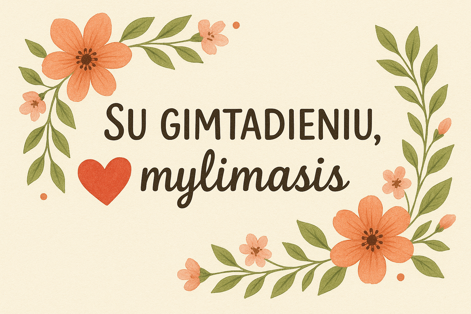 Gimtadienio sveikinimas su širdimi