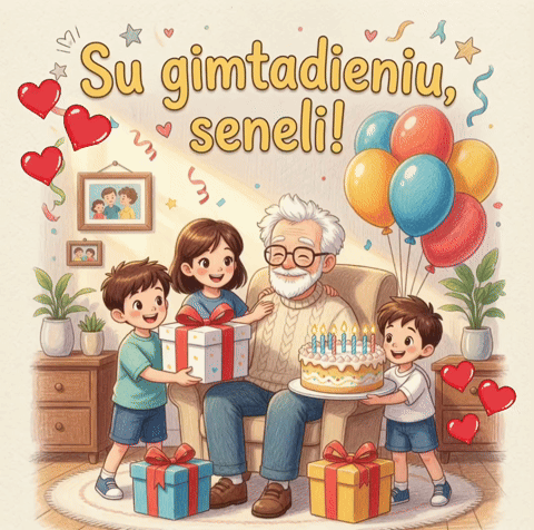 Gimtadienio atvirukai Seneliui